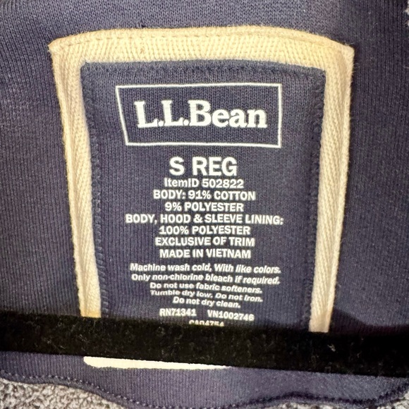 L.L.BEAN Rugby Robe In Navy/ Charcoal Sz S - Picture 8 of 10